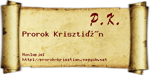 Prorok Krisztián névjegykártya